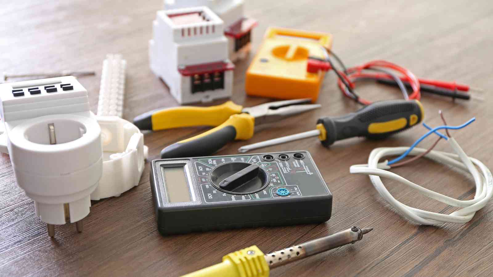 Professional electrical tools prepared for domestic installation work